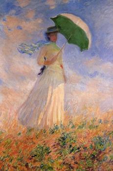 Claude Oscar Monet : Woman with a Parasol, Facing Right